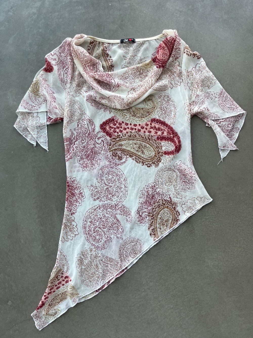 Y2K Paisley Asymmetrical Top